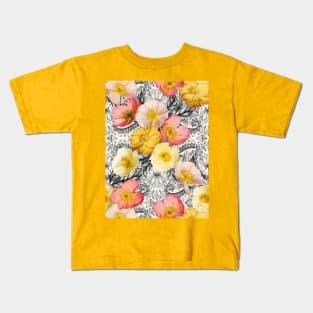 Collage of Poppies and Pattern Kids T-Shirt